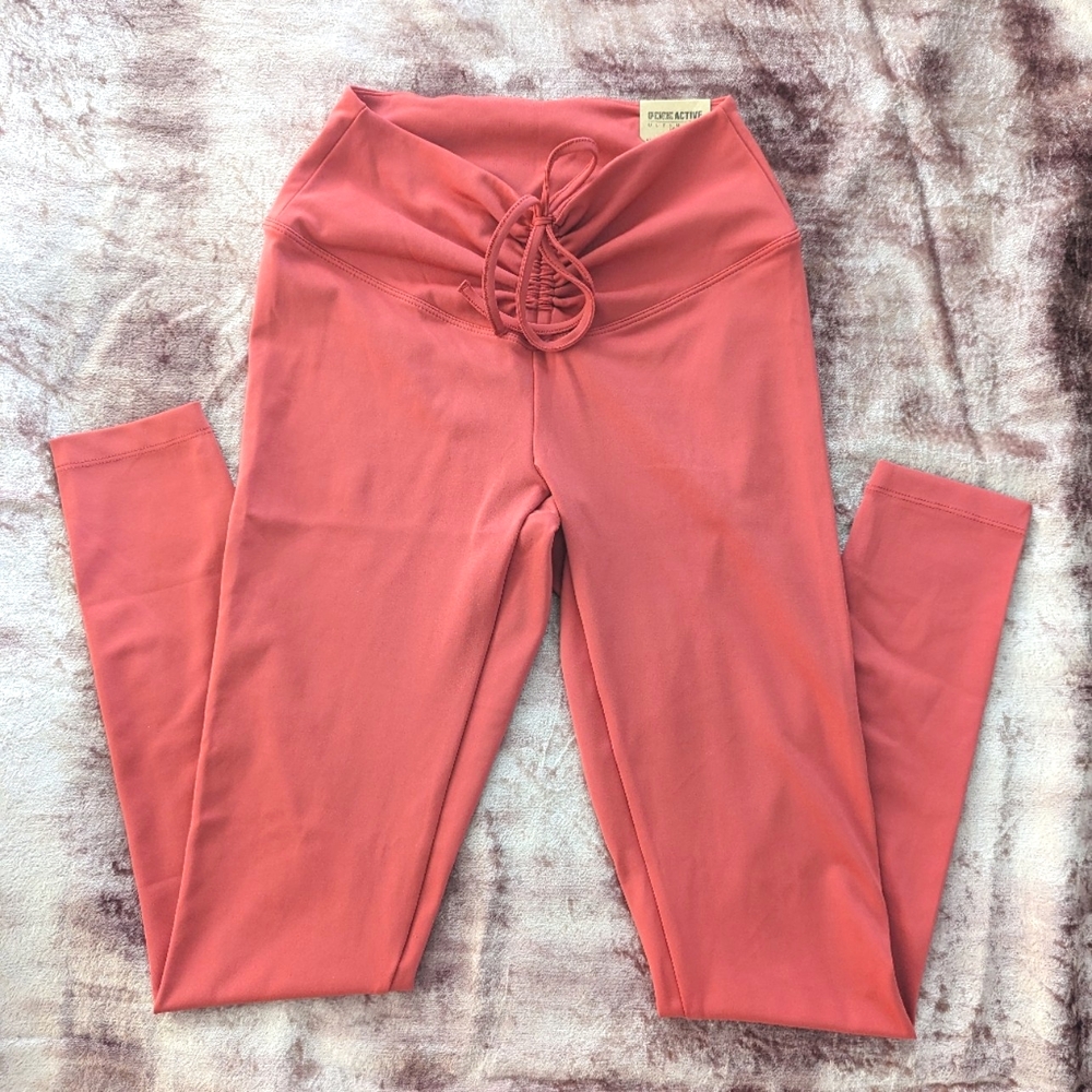Victoria's Secret Leggings Coral Pink-ish Color Sz Small Ruched